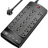 Picture of 18 Outlets Surge Protector Power Strip - 6 Feet Flat Plug Heavy Duty Extension Cord with 18 Widely Outlets and 4 USB Ports, 2100 Joules, Black, ETL Listed