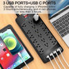 Picture of 18 Outlets Surge Protector Power Strip - 6 Feet Flat Plug Heavy Duty Extension Cord with 18 Widely Outlets and 4 USB Ports, 2100 Joules, Black, ETL Listed