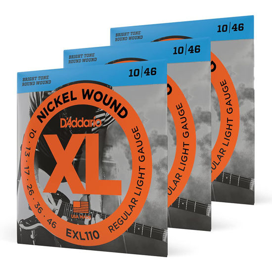Picture of D'Addario Guitar Strings - XL Nickel Electric Guitar Strings - EXL110-3D - Perfect Intonation, Consistent Feel, Reliable Durability - For 6 String Guitars - 10-46 Regular Light, 3-Pack