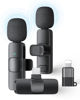 Picture of KUKIHO 2 Pack Wireless Lavalier Microphone for iPhone iPad and Android Phone, Lapel Mic Plug and Play Wireless Mic Noise Reduction Microphone for Video Recording Interview Podcast Vlog YouTube Tiktok