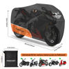 Picture of ROWYEET Motorcycle Cover Waterproof Outdoor Storage with Lock-Holes, Zipper Storage Bag & Night Reflective Design, All Season Protection Powersports Vehicle Covers Fits up to 96.5" Motorcycles