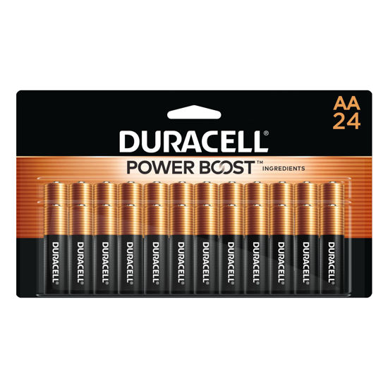Picture of Duracell Coppertop AA Batteries with Power Boost Ingredients, 24 Count Pack Double A Battery with Long-lasting Power, Alkaline AA Battery for Household and Office Devices