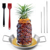 Picture of Fengzhe Al Pastor Skewer for Grill：Stainless Steel Vertical Skewer, Brazilian Spit Stand with 3 Spikes,2 Brushes,Ideal for Tacos Al Pastor,Shawarma, Kebabs on Smoker, Oven,with Fat Separator Tray.