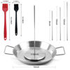 Picture of Fengzhe Al Pastor Skewer for Grill：Stainless Steel Vertical Skewer, Brazilian Spit Stand with 3 Spikes,2 Brushes,Ideal for Tacos Al Pastor,Shawarma, Kebabs on Smoker, Oven,with Fat Separator Tray.