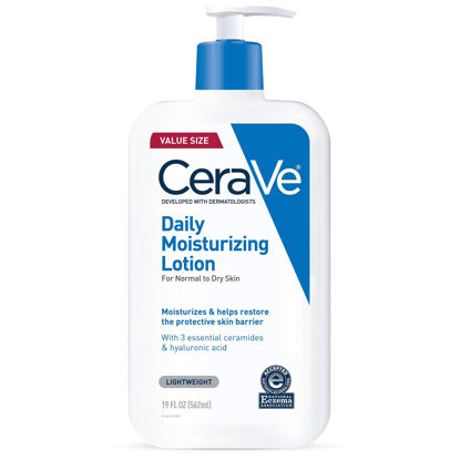 Picture of CeraVe Daily Moisturizing Lotion for Dry Skin, Body Lotion & Face Moisturizer with Hyaluronic Acid and Ceramides, Daily Moisturizer, Fragrance Free, Oil-Free, 19 Ounce