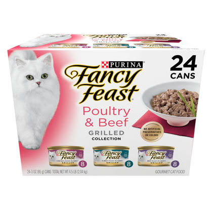 Picture of Purina Fancy Feast Grilled Wet Cat Food Poultry and Beef Collection Wet Cat Food Variety Pack - (Pack of 24) 3 oz. Cans