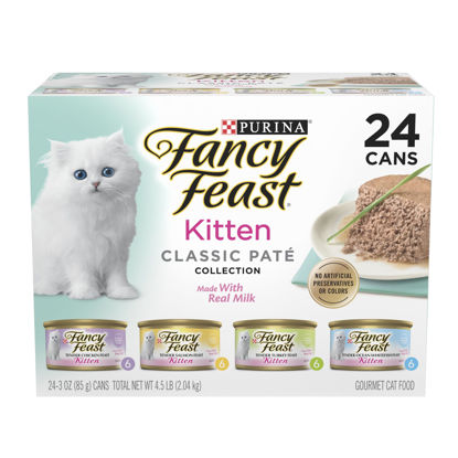 Picture of Purina Fancy Feast Tender Ocean Whitefish, Turkey, Chicken and Salmon Feasts Wet Kitten Food Variety Pack - (Pack of 24) 3 oz. Boxes