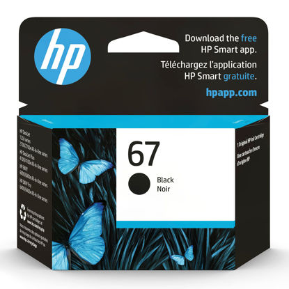 Picture of HP 67 Black Ink Cartridge | Works with HP DeskJet 1255, 2700, 4100 Series, HP ENVY 6000, 6400 Series | Eligible for Instant Ink | 3YM56AN