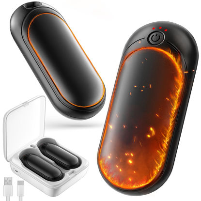 Picture of 2 Pack 14000mAh Hand Warmers Rechargeable with AI Charging Case, Portable Electric Handwarmers, Reusable Pocket Heater Great for, Hunting, Golf, Camping, Raynauds, Christmas Outdoor, Women Men Gifts