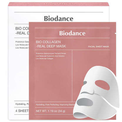 Picture of BIODANCE Bio-Collagen Real Deep Mask, Hydrating Overnight Hydrogel Mask, Pore Minimizing, Elasticity Improvement, 34g x4ea