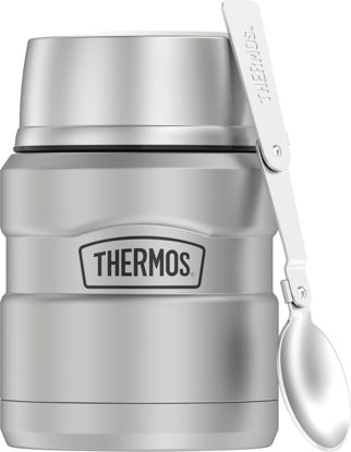Picture of THERMOS Stainless King Vacuum-Insulated Food Jar with Spoon, 16 Ounce, Matte Stainless Steel