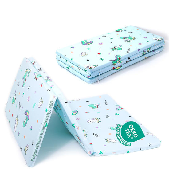 Picture of VUCWS Pack and Play Mattress 38" x 26" Soft Firm Premium Foam Pack N Play Mattresses Odorless Breathable Comfort Baby Foam Portable Playpen Mattresses (Tri-fold Dinosaur)