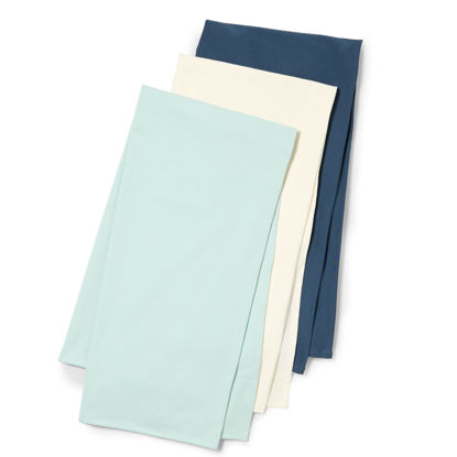 Picture of Amazon Essentials x Sofia Grainge Unisex Babies' Swaddle Blanket, Pack of 3, Ivory/Navy/Pale Green, One Size