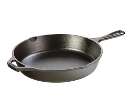 Picture of Lodge 10.25 Inch Cast Iron Pre-Seasoned Skillet - Signature Teardrop Handle - Use in the Oven, on the Stove, on the Grill, or Over a Campfire, Black