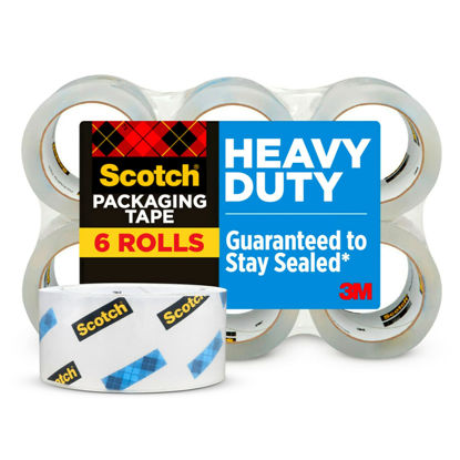 Picture of Scotch Heavy Duty Shipping Packing Tape, Clear, Shipping and Packaging Supplies, 1.88 in. x 54.6 yd., 6 Tape Rolls