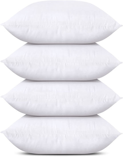 Picture of Utopia Bedding Throw Pillows (Set of 4, White), 18 x 18 Inches Pillows for Sofa, Bed and Couch Decorative Stuffer Pillows