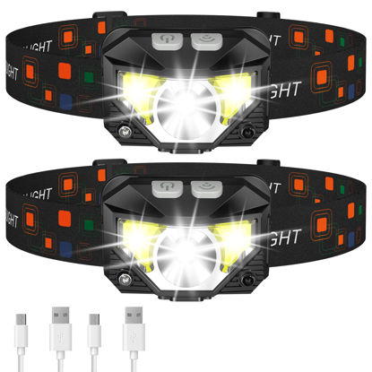 Picture of LHKNL Headlamp Flashlight, 1200 Lumen Ultra-Light Bright LED Rechargeable Headlight with White Red Light,2-Pack Waterproof Motion Sensor Head Lamp,8 Modes for Outdoor Camping Running Hiking Fishing