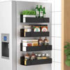 Picture of HuggieGems 4 Pack Magnetic Spice Storage Rack Organizer for Refrigerator and Oven, Black Fridge Organizers and Storage