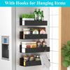 Picture of HuggieGems 4 Pack Magnetic Spice Storage Rack Organizer for Refrigerator and Oven, Black Fridge Organizers and Storage