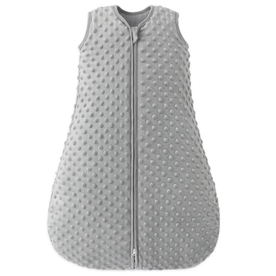 Picture of FILLEEP Fleece Baby Sleep Sack 6-12 Months 2.5 Tog with Plush Dots, Winter Baby Wearable Blanket for Infant Toddler Sleeping Sack 2-Way Zipper Warm Sleep Sack, Grey