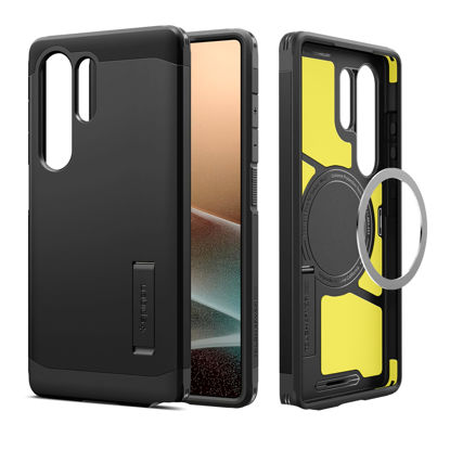 Picture of Spigen Tough Armor (Ai) MagFit Designed for Galaxy S25 Ultra Case [Kickstand] [Wireless Charging] (2025) - Black