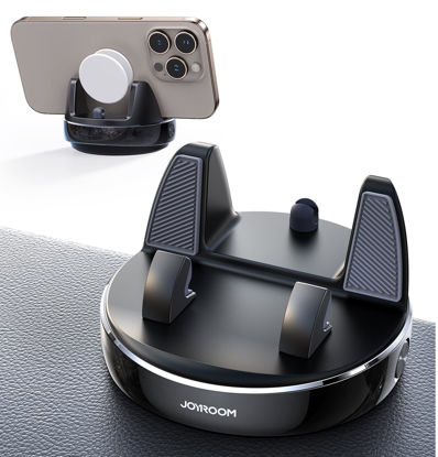 Picture of JOYROOM Car Phone Holder, [Adjustable Spring Design] Dashboard Cell Phone Holder with Non-Slip Silicone, 360° Rotatable & Vertical 30° Adjustable Car Phone Mount, Compatible with Smartphones, Black