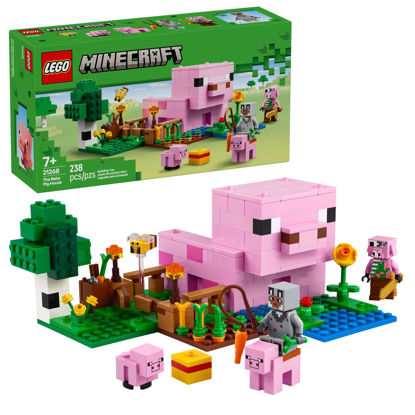Picture of LEGO Minecraft The Baby Pig House Toy Figures and Playset - Building Minecraft Toy for Kids, Boys and Girls, Ages 7+ - with 2 Minifigures for Pretend Play - Gift Idea for Birthdays - 21268