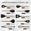 Picture of CAROTE Silicone Cooking Utensils Set for Nonstick Cookware, 446°F Heat Resistant Kitchen Utensil Set with Wooden Handle 10pcs, Spatula, Turner, Spoon, Tongs, Whisk