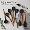 Picture of CAROTE Silicone Cooking Utensils Set for Nonstick Cookware, 446°F Heat Resistant Kitchen Utensil Set with Wooden Handle 10pcs, Spatula, Turner, Spoon, Tongs, Whisk