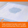 Picture of Amazon Basics Dog and Puppy Pee Pads with Leak-Proof Quick-Dry Design for Potty Training, Standard Absorbency, Regular Size, 22 x 22 Inches, Pack of 100, Blue & White