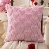 Picture of DFXSZ Valentines Pillow Covers 18x18 inch Set of 2 Valentines Day Decoration Pink Heart Soft Plush Faux Fur Jacquard Throw Pillows for Bedroom Sofa Holiday Festivals Home Decor PTK017B18