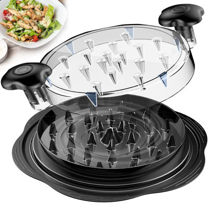 Picture of SURETIVIAN Chicken Shredder Large Chicken Breast Shredder Tool Twist with Brush&Fork, Visible Meat Shredder Machine, Strong Anti-Slip Strip, Ergonomic Handle, BPA Free, Suitable for Pork Beef Chicken