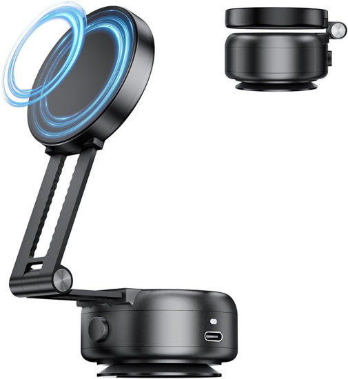 Picture of Vacuum Suction Magnetic Car Phone Holder, Adjustable Electric Magnetic Phone Holder Mount for Car, Foldable Strong Suction Car Holder Mount for iPhone16/15/14/13/12,Shower/Car/Mirror(Not Charge Phone)