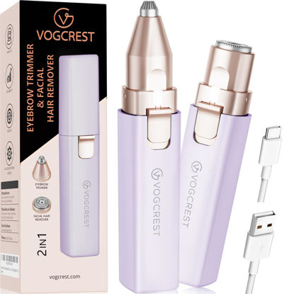 Picture of VG VOGCREST Eyebrow Hair Trimmer: Rechargeable Facial Hair Removal Device for Removing Unwanted Peach Fuzz from Lips Chin Neck As Well As Shaping Eyebrows