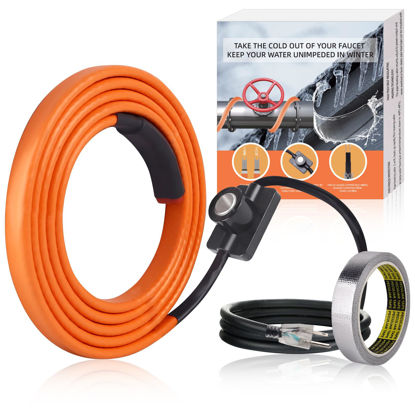 Picture of FANOVO Heat Tape for Water Pipes, 6ft Pipe Heat Tape with Thermostat, Self Regulating Heat Tape Cable, Freeze Protection Heating Cable Wrap for Water Pipes, Used for Metal Plastic Pipes and Roof RV