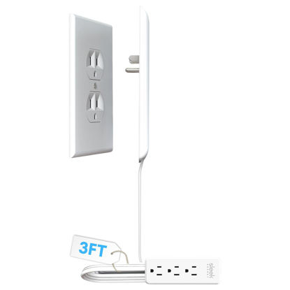 Picture of Sleek Socket Original & Patented Ultra-Thin Outlet Concealer with Cord Concealer Kit, Flat Extension Cord with Multi Outlets Power Strip, Ideal for Home Improvement, Hide Bulky and Messy Cords