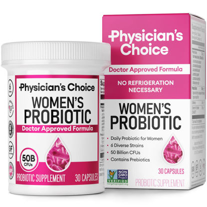 Picture of Physician's CHOICE Probiotics for Women - PH Balance, Digestive, UT, & Feminine Health - 50 Billion CFU - 6 Unique Strains for Her - Organic Prebiotics, Cranberry Extract+ - Women Probiotic - 30 CT