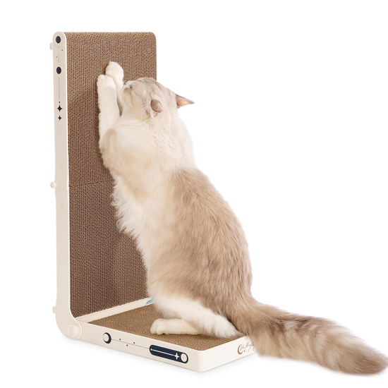 Picture of UniBlissy Cat Scratcher, 25.3 Inch Double-Sided L-Shape Cat Scratching Board, No-Assembly Cat Scratch Pads with Ball Toy, Cat Scratchers for Indoor Cats & 3X Catnip, Large