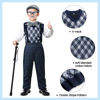 Picture of Nabobs 100 Days of School Costume for Boys - Old Man Costume with Grandpa Hat, Beard, and Vest for Kids 100th Day of School Cosplay (Retro Black, Medium (5-7 Y))