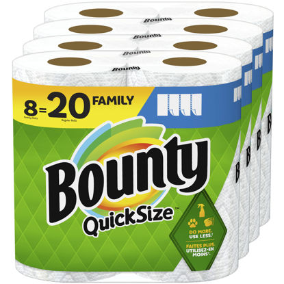 Picture of Bounty Quick Size Paper Towels, White, 8 Family Rolls = 20 Regular Rolls