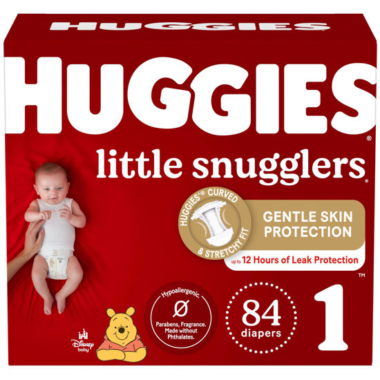 Picture of Huggies Little Snugglers Baby Diapers, Size 1 (8-14 lbs), 84 Ct, Newborn Diapers