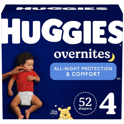 Picture of Overnight Diapers Size 4 (22-37 lbs), 52 Ct, Huggies Overnites Nighttime Baby Diapers