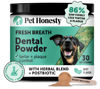 Picture of Pet Honesty Dog Breath Freshener Dental Powder for Teeth Cleaning Plaque Off, Dental Care for Dogs, Tartar Remover for Teeth with Natural Herbal Blend + Postbiotics (Mint - 30 Servings)