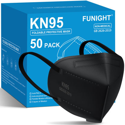 Picture of Funight KN95 Face Masks 50 Pack 5-Ply Breathable Filter Disposable Face Masks Black