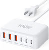 Picture of USB C Fast Charger, 100W GaN 6 Port Type USB C Charging Station Hub Block Cube, USB C Wall Charger Power Strip Adapter Plug for iPad iPhone 16 15 14 13 12 Pro Max Pixel Note Galaxy, 5ft Cord