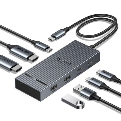 Picture of UGREEN 7 in 1 Revodok Pro USB C Docking Station Dual 4k HDMI Monitor, USB C Hub with 2 HDMI, 2*USB A&C 10Gbps Date Transfers, PD 100W, USB C Dock for MacBook Air/Pro, ThinkPad, iPad Pro, and More