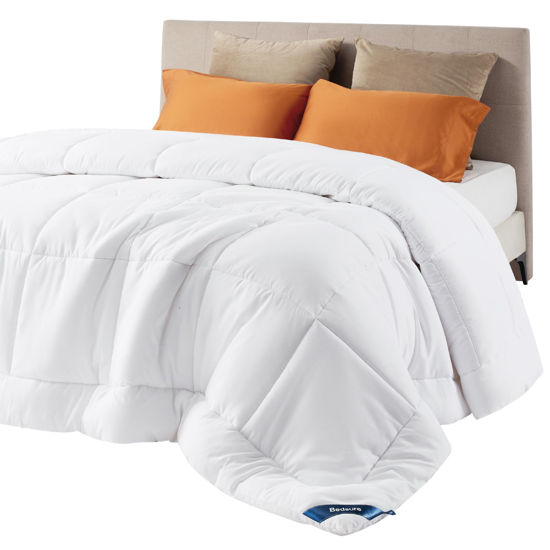 Picture of Bedsure Comforter Duvet Insert - Quilted Comforters Queen Size, All Season Duvet, Down Alternative Bedding Comforter with Tabs(White,Queen 88"x88")