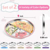 Picture of Bakpoco Stainless Steel Baby Plate with Suction, 9” Divided Toddler Plates with Removable Silicone Sleeves for Kids, Non-Toxic Non-Slip Unbreakable Dishwasher Safe Dinnerware Set of 2, Pink & Beige