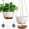 Picture of Set of 2-10 Inch Hanging Planters for Indoor Plants with Self-Watering Includes Hanging Pots for Plants, Outdoor Hanging Plant Pot with Drainage, and 2 Types of Hanging Baskets Hangers (White, 10inch)