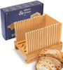 Picture of Albert&Grace Bamboo Bread Slicer for Homemade Bread - Adjustable Widht Slicing Guides, Compact & Foldable Loaf Cutter for Perfect Slices & Halving Bagels